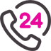 Wholesale 24-hour customer service phone icon in pink and gray